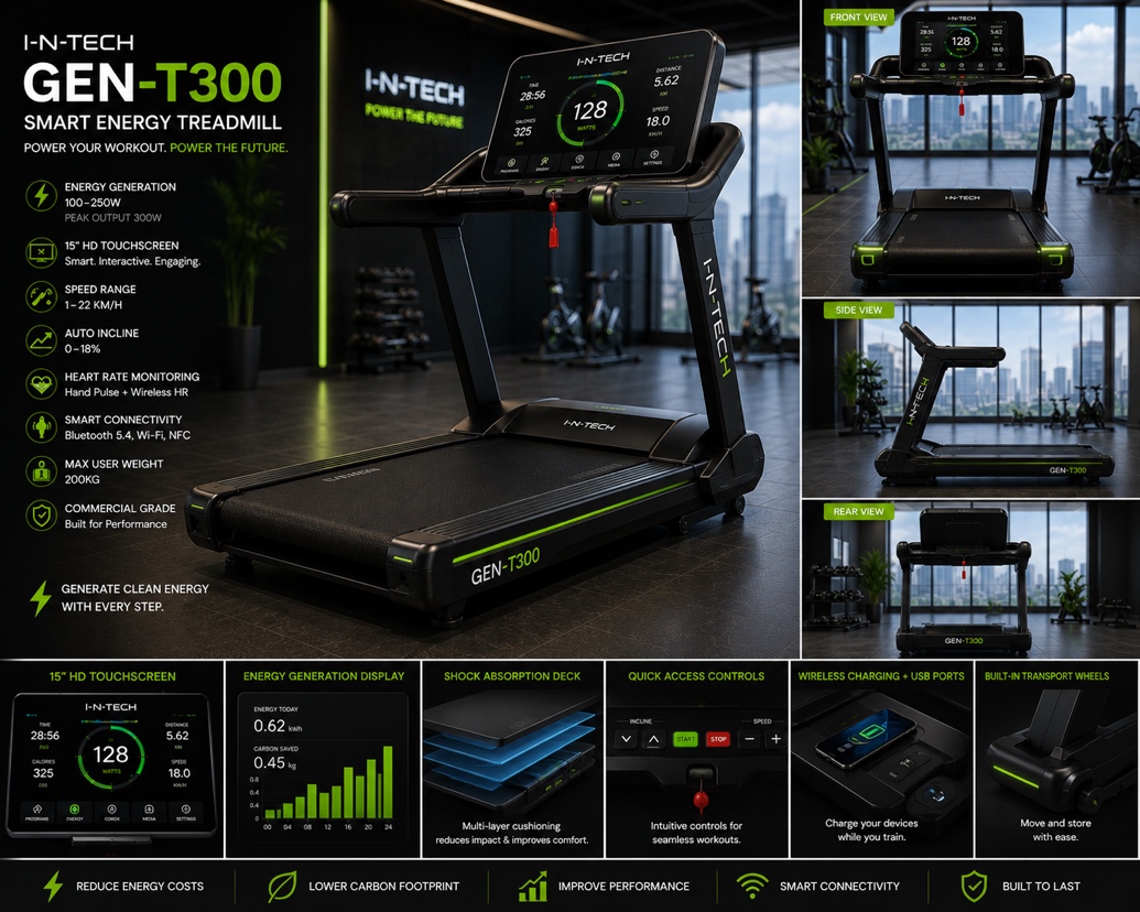 GEN-T300 Smart Energy Generating Commercial Treadmill